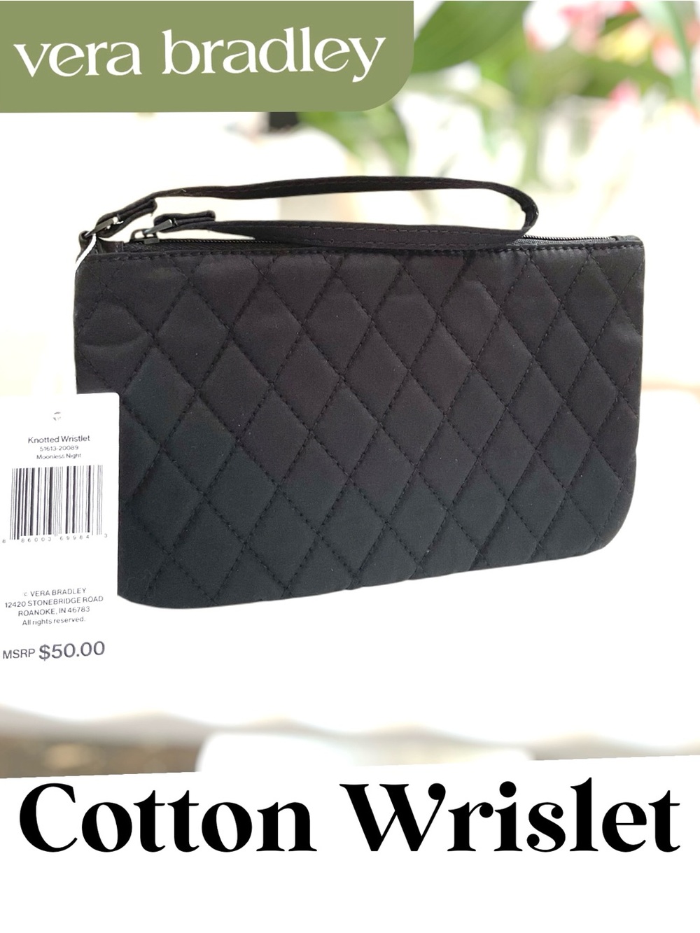Vera Bradley Cotton Wristlet / Black